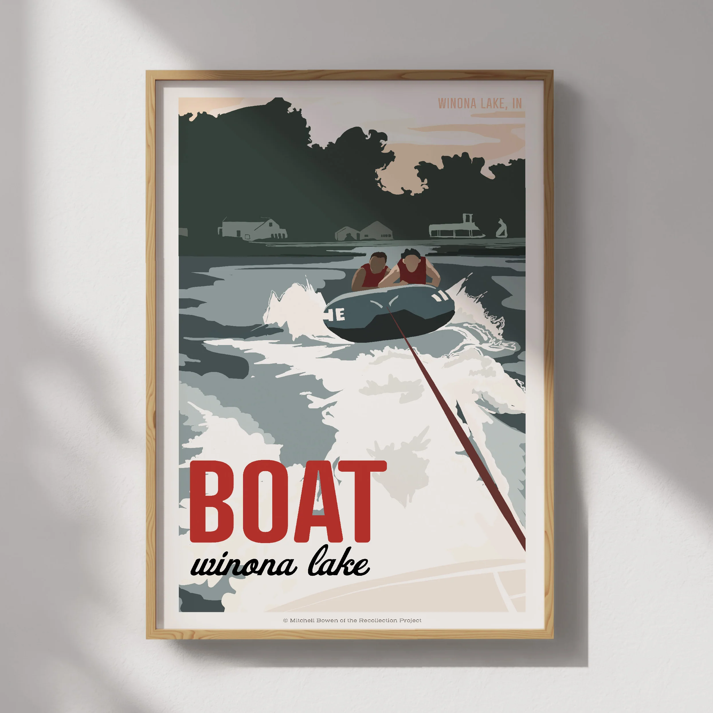 Boat Winona Lake Travel Poster