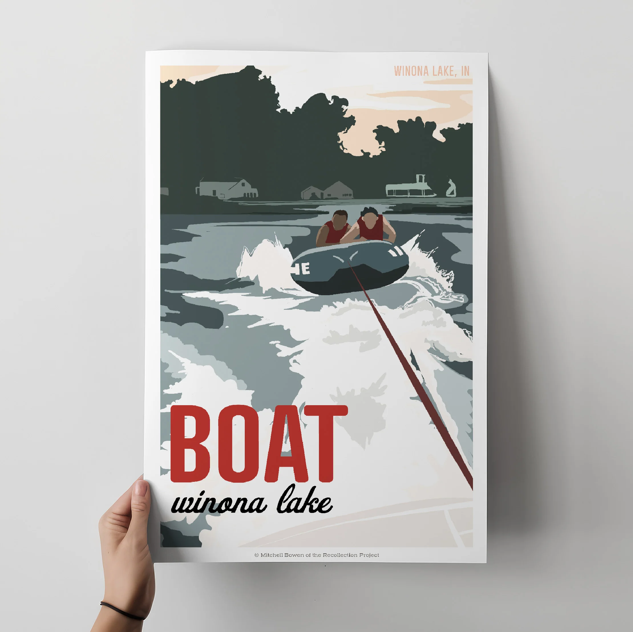 Boat Winona Lake Travel Poster - Image 2