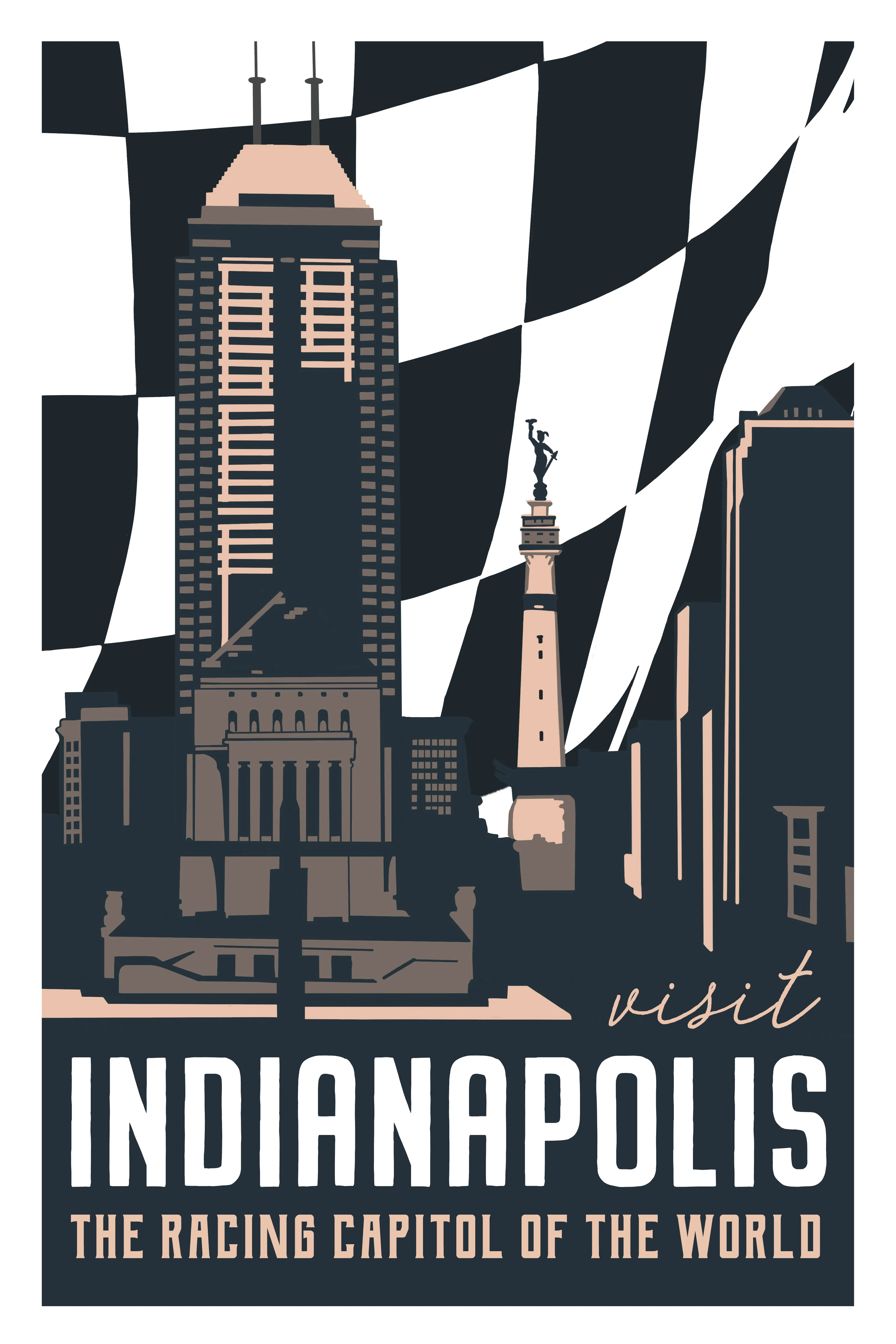 Indianapolis, Indiana Travel Poster (Racing Capitol)